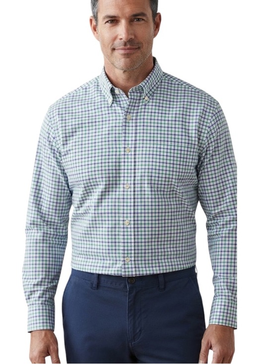 Stanford Other - Stafford Tailored Culture Regular Fit Oxford Shirt size 18 34-35 Green Grid plai